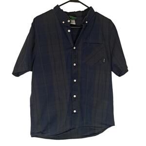 LRG Lifted Research‎ Group  Button Up  1947 Brown Blue Striped Sz M 100% Cotton